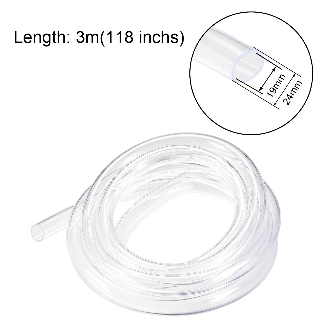Uxcell Uxcell PVC Hose Tube, 8mm(0.31") ID x 10mm(0.39") OD 3 Meter Clear Vinyl Tubing