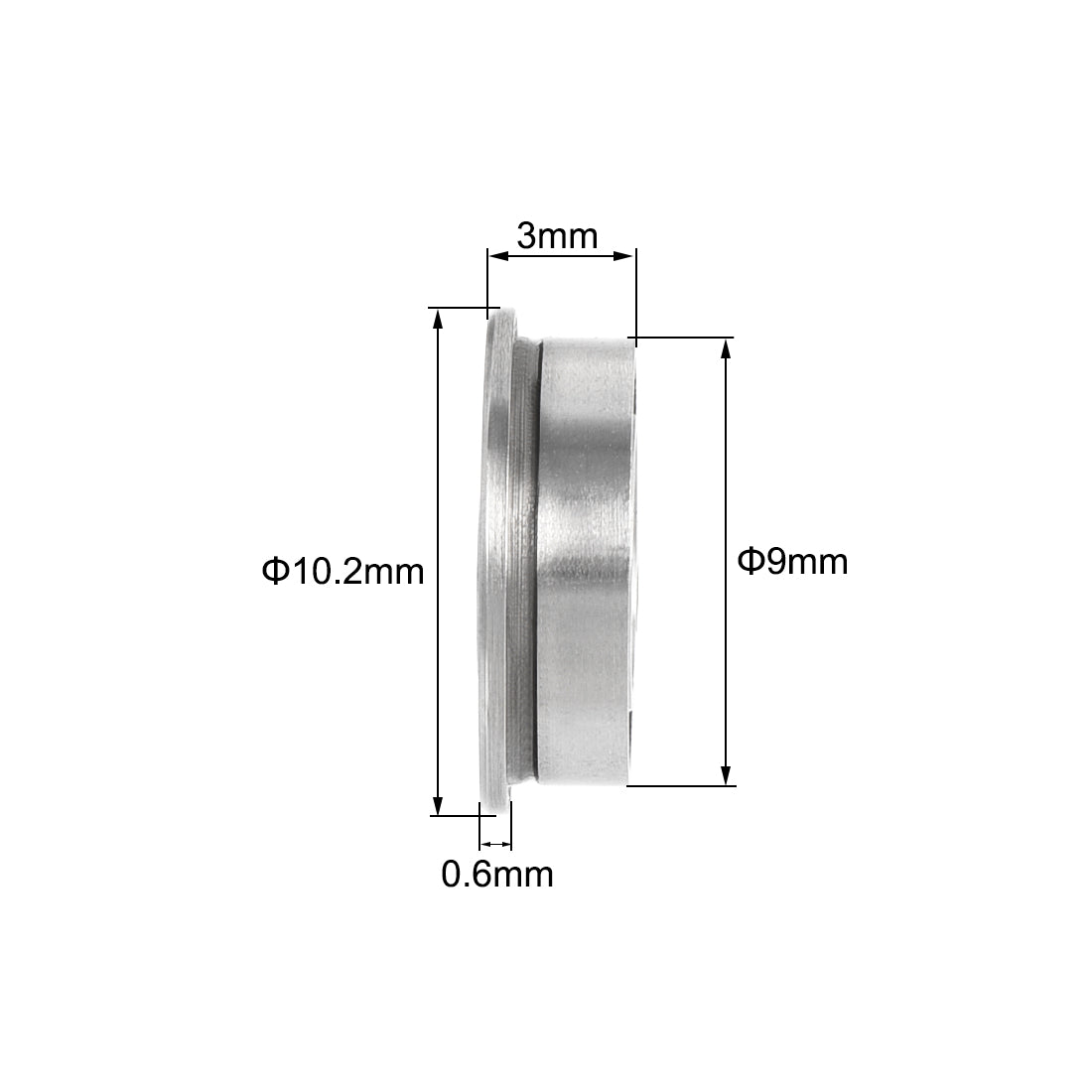 uxcell Uxcell MF95-2RS Flange Ball Bearing 5x9x3mm Double Sealed Chrome Steel Bearing 5pcs