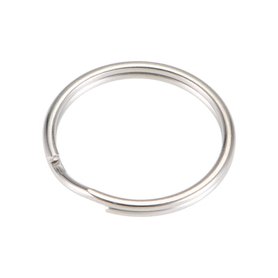 Harfington Uxcell Split Key Ring 18mm Open Jump Connector for Lanyard Zipper Handbag, Nickel Plated Iron, Pack of 50