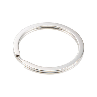 Harfington Uxcell Split Key Ring 20mm Open Flat Jump Connector for Lanyard Zipper Handbag, Nickel Plated Iron, Pack of 30