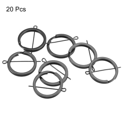 Harfington Uxcell Split Key Ring 25mm Open Flat Jump Connector for Lanyard Zipper Handbag, Electrophoretic Iron, Pack of 20