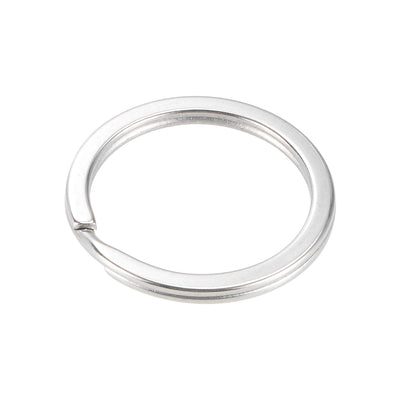 Harfington Uxcell Split Key Ring 25mm Open Flat Jump Connector for Lanyard Zipper Handbag, Stainless Steel, Pack of 30