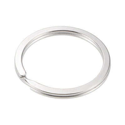 Harfington Uxcell Split Key Ring 30mm Open Flat Jump Connector for Lanyard Zipper Handbag, Stainless Steel, Pack of 10