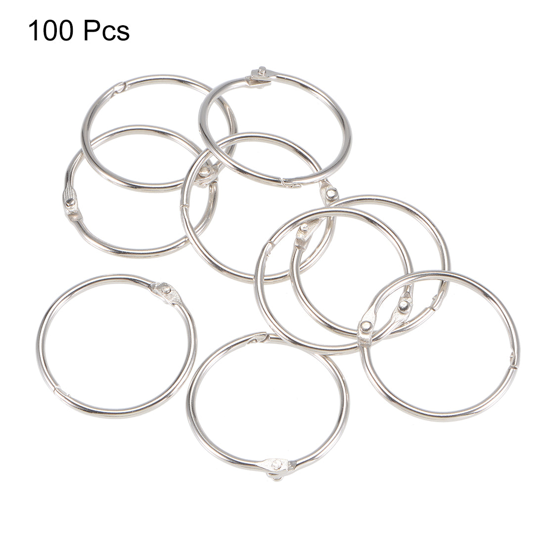 Uxcell Uxcell Binder Rings 20mm Open Jump Connector for Lanyard Zipper Handbag, Nickel Plated Iron, Pack of 100