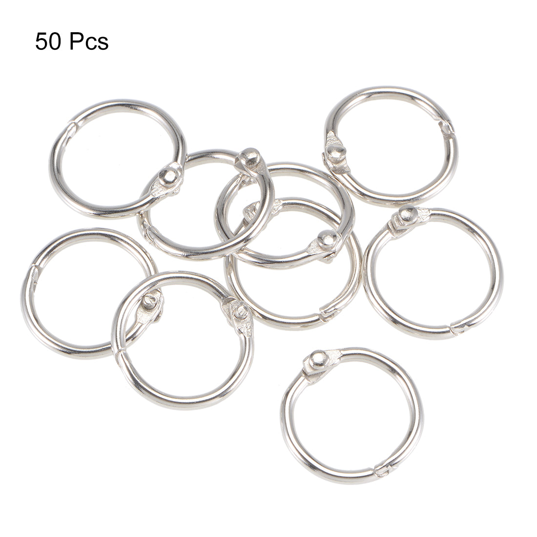 Uxcell Uxcell Binder Rings 40mm Open Jump Connector for Lanyard Zipper Handbag, Nickel Plated Iron, Pack of 50