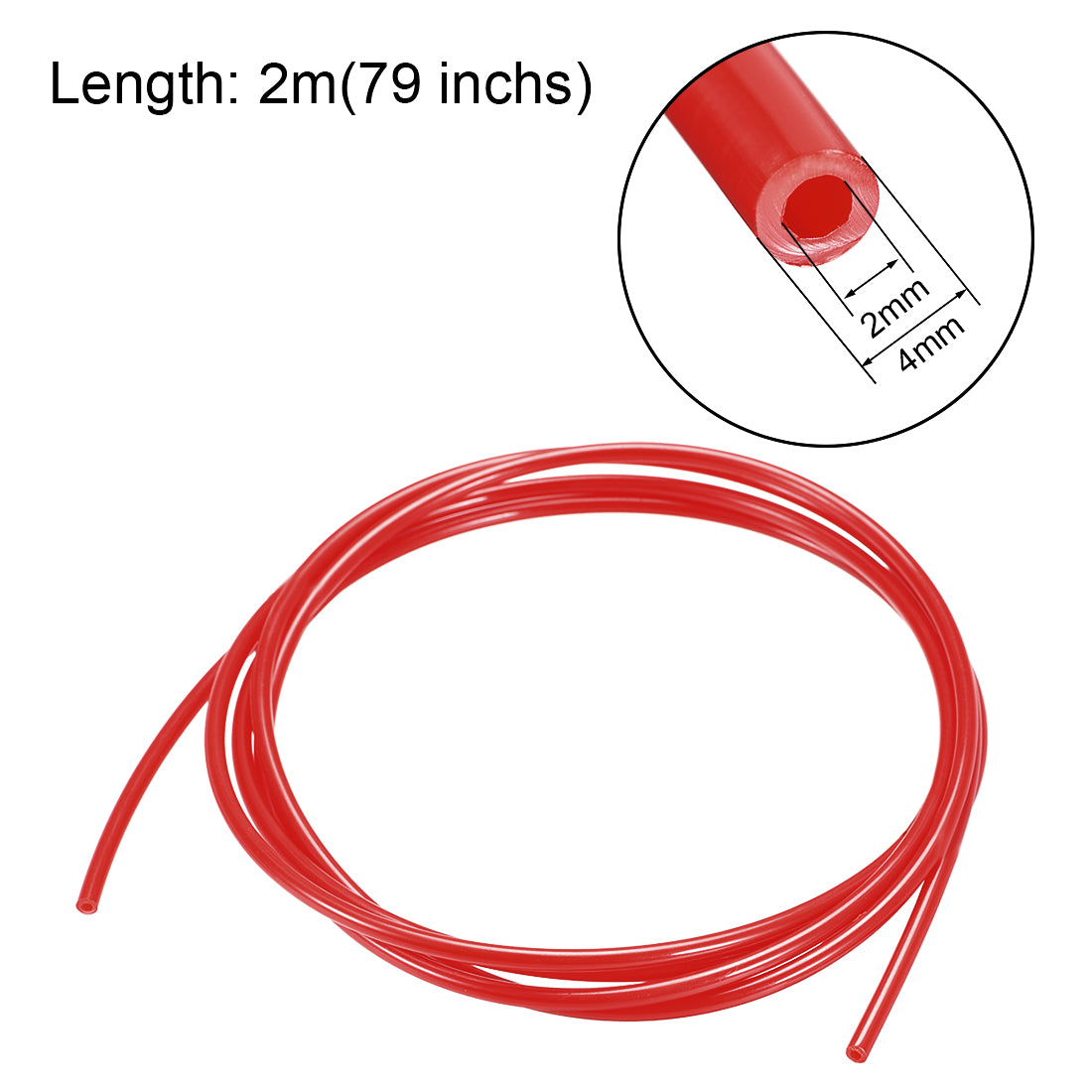 Uxcell Uxcell 4mm OD 2mm ID 2m Long PA12 Nylon Tube for Air Line Brake Fluid Transfer Red