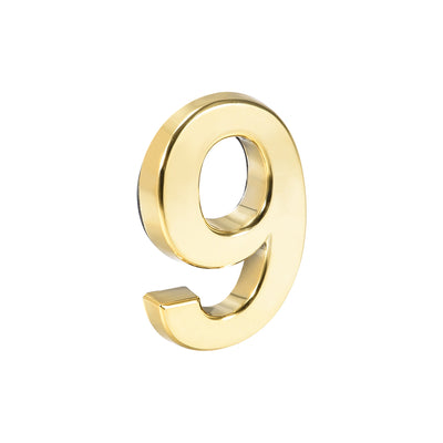 Harfington Uxcell Self Adhesive House Number 1.97 Inch ABS Plastic Number 9 for House Hotel Mailbox Address Sign Gold Tone