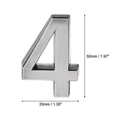 Harfington Uxcell Self Adhesive House Number ABS Plastic Numbers Nickel Plated Brushed