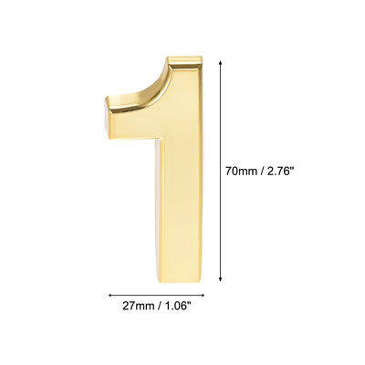 Harfington Uxcell Self Adhesive House Number 2.76 Inch ABS Plastic Number 2 for House Hotel Mailbox Address Sign Gold Tone
