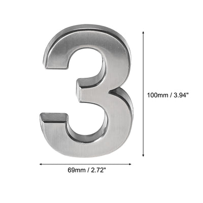 Harfington Uxcell Self Adhesive House Number 3.94 Inch ABS Plastic Number 4 for House Hotel Mailbox Address Sign Nickel Plated Brushed