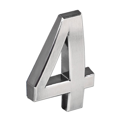 Harfington Uxcell Self Adhesive House Number 3.94 Inch ABS Plastic Number 4 for House Hotel Mailbox Address Sign Nickel Plated Brushed