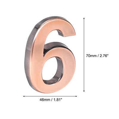 Harfington Uxcell Self Adhesive House Number 2.76 Inch ABS Plastic Number 0 for House Hotel Mailbox Address Sign Copper Brushed
