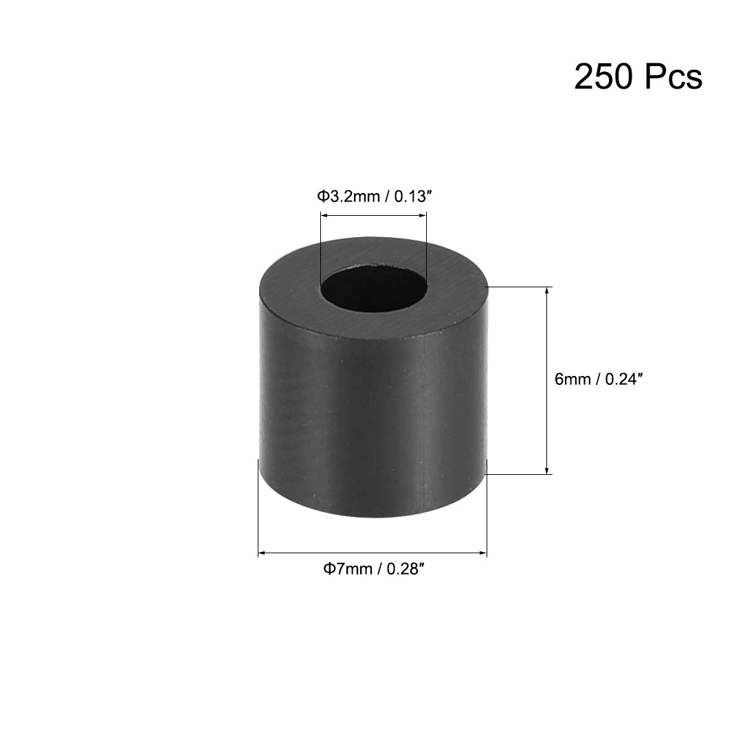 uxcell Uxcell ABS Round Spacer Washer Unthreaded Black 250Pcs, for 3D Printer TV Wall Mount Outlet Pegboard Motorbike
