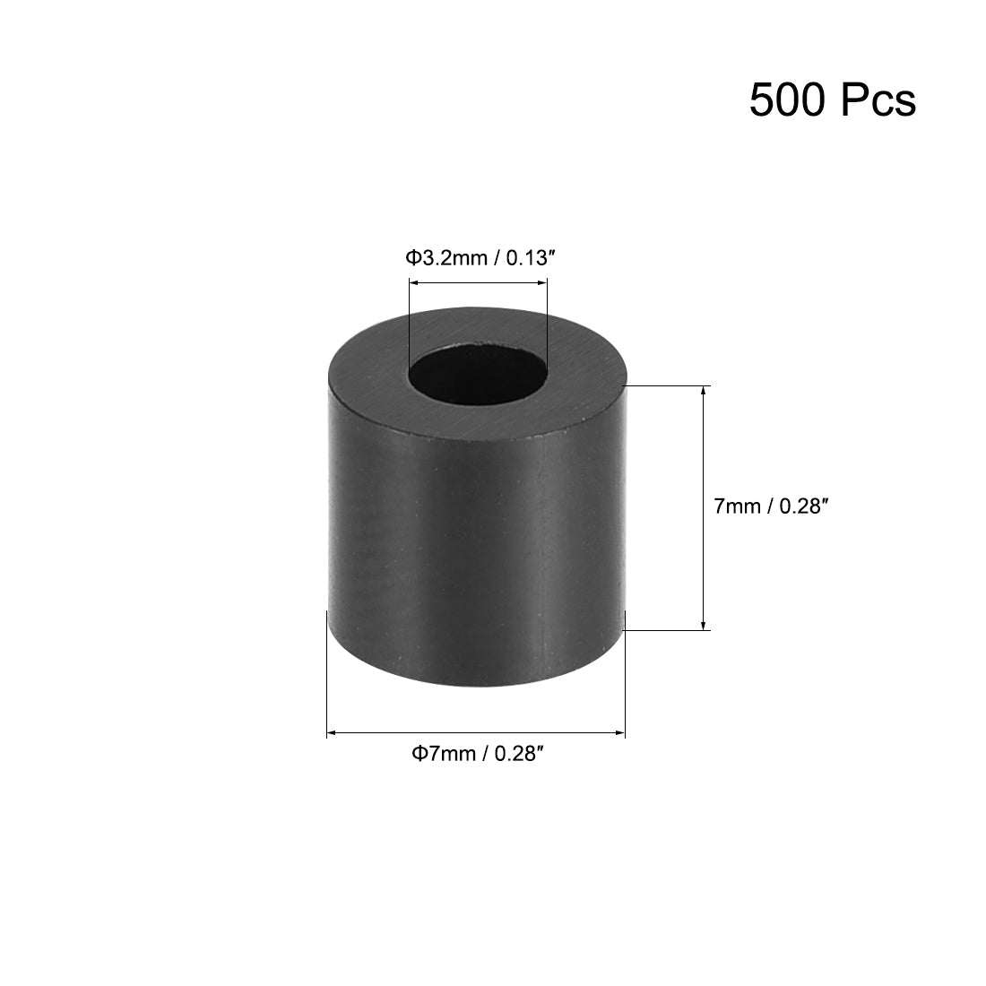 Uxcell Uxcell ABS Round Spacer Washer 5.4mm ID 9mm OD 5mm Height for M5 Screws Black 500Pcs
