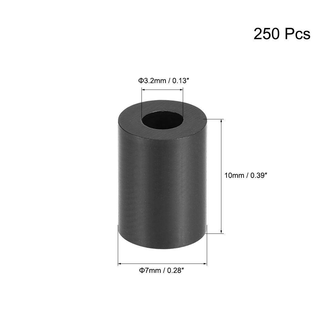 uxcell Uxcell ABS Round Spacer Washer Unthreaded Black 250Pcs, for 3D Printer TV Wall Mount Outlet Pegboard Motorbike