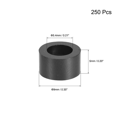 Harfington Uxcell ABS Round Spacer Washer Unthreaded Black 250Pcs, for 3D Printer TV Wall Mount Outlet Pegboard Motorbike