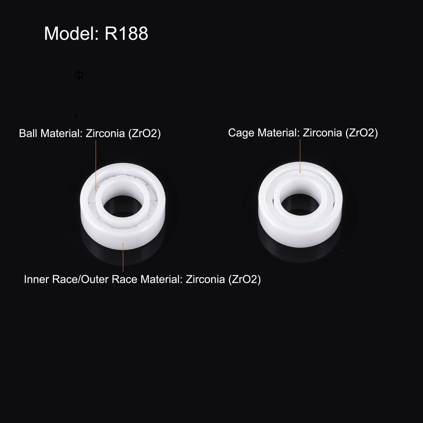 Uxcell Uxcell 623 Full Ceramic Bearings 3x10x4mm Deep Groove Miniature Ball Bearing Zirconia (ZrO2)