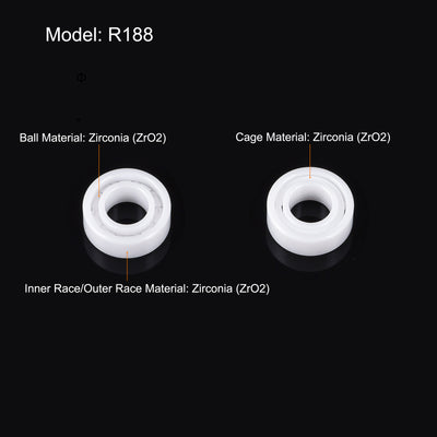 Harfington Uxcell 623 Full Ceramic Bearings 3x10x4mm Deep Groove Miniature Ball Bearing Zirconia (ZrO2)