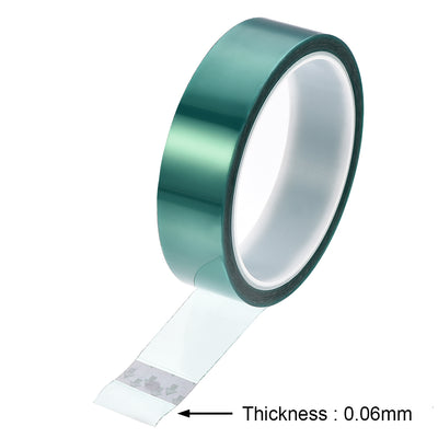Harfington Uxcell 15mm,25mm,50mm PET Tape Green High Temperature Tape 33.0m/108.2ft 1 Set