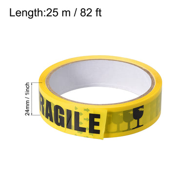 Harfington Uxcell Caution Warning Stripe Sticker Adhesive Tape FRAGILE Marking, 82 Ft x 1 Inch(LxW), Yellow Black for Workplace Wet Floor Caution