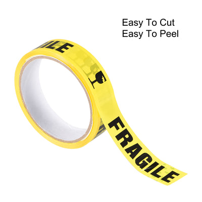 Harfington Uxcell Caution Warning Stripe Sticker Adhesive Tape FRAGILE Marking, 82 Ft x 1 Inch(LxW), Yellow Black for Workplace Wet Floor Caution 2pcs