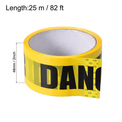 Harfington Uxcell Caution Warning Stripe Sticker Adhesive Tape DANGER Marking, 82 Ft x 2 Inch(LxW), Yellow Black for Workplace Wet Floor Caution 2pcs