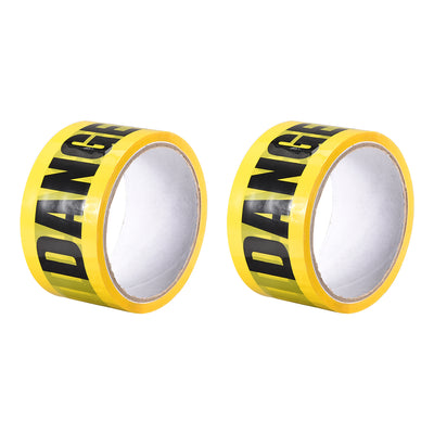 Harfington Uxcell Caution Warning Stripe Sticker Adhesive Tape DANGER Marking, 82 Ft x 2 Inch(LxW), Yellow Black for Workplace Wet Floor Caution 2pcs