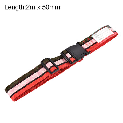 Harfington Uxcell Luggage Strap Suitcase Belt with Buckle Label, 2Mx5cm Adjustable PP Travel Bag Packing Accessory, Multi Color (Red Pink Dark Green)