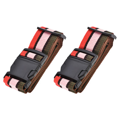 uxcell Uxcell Luggage Straps Suitcase Belts with Buckle Label, 2Mx5cm Adjustable PP Travel Bag Packing Accessories, Multi Color (Red Pink Dark Green) 2Pcs