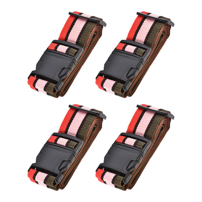 Harfington Uxcell Luggage Straps Suitcase Belts with Buckle Label, 2Mx5cm Adjustable PP Travel Bag Packing Accessories, Multi Color (Red Pink Dark Green) 4Pcs