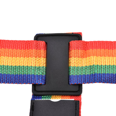 Harfington Uxcell Luggage Strap Suitcase Belt with 2 Buckles, 2Mx5cm Cross Adjustable PP Travel Packing Accessory, Multi Color (Red Orange Yellow Green Blue)