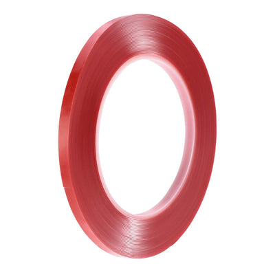 uxcell Uxcell 15/64 Inch x 32.5Ft Heat Resistant Acrylic Double Sided Adhesive Tape for Touch Screen Repairing 0.5mm Thickness Clear with Red Protect Film
