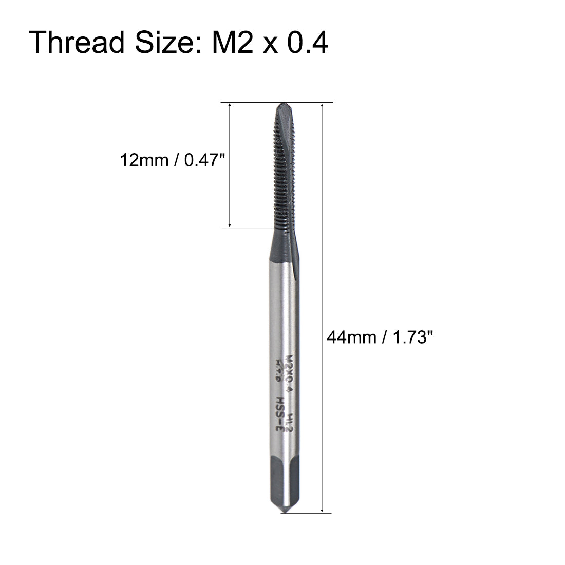 uxcell Uxcell M2 x 0.4 Spiral Point Threading Tap H2 Tolerance High Speed Steel TICN Coated
