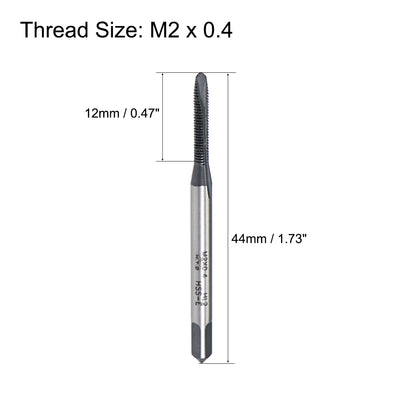 Harfington Uxcell M2 x 0.4 Spiral Point Threading Tap H2 High Speed Steel TICN Coated 2pcs