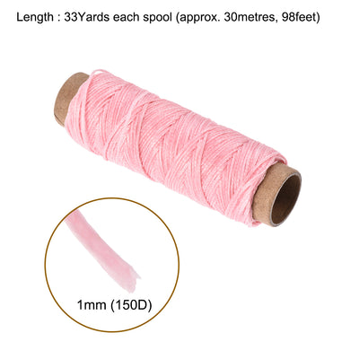 Harfington Uxcell 6pcs Leather Sewing Thread 33 Yards 150D/1mm Waxed Flat Cord (Pale Pink)