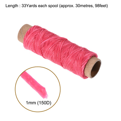 Harfington Uxcell 2pcs Leather Sewing Thread 33 Yards 150D/1mm Waxed Flat Cord (Violet)