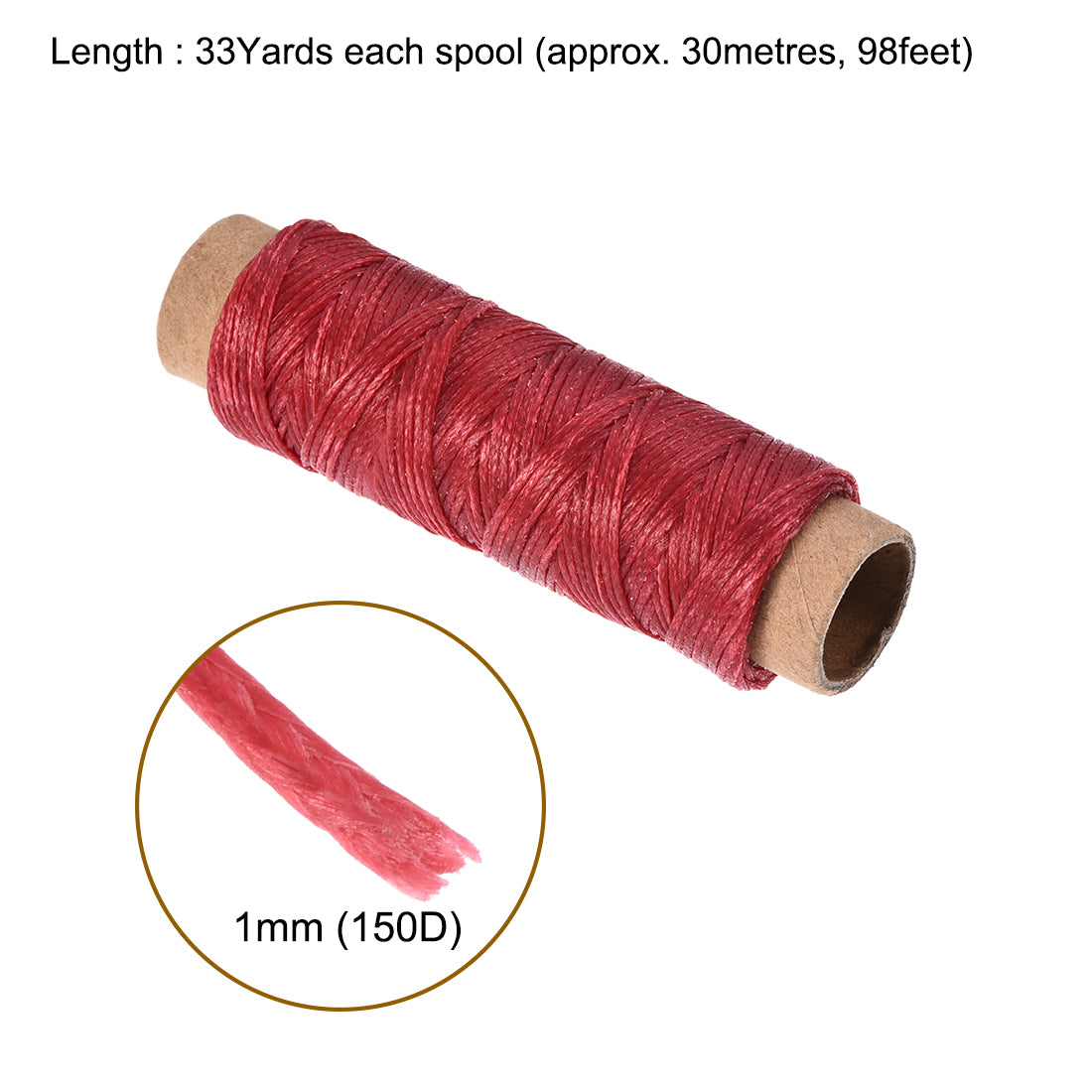 Uxcell Uxcell 2pcs Leather Sewing Thread 33 Yards 150D/1mm Waxed Flat Cord (Violet)