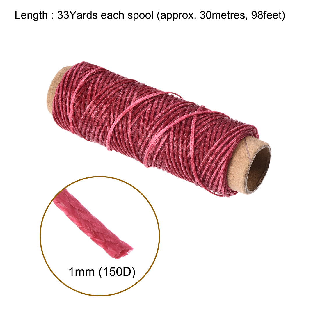 Uxcell Uxcell 6pcs Leather Sewing Thread 33 Yards 150D/1mm Waxed Flat Cord (Pale Pink)