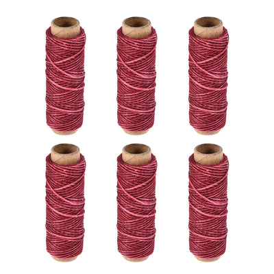 Harfington Uxcell 6pcs Leather Sewing Thread 33 Yards 150D/1mm Waxed Flat Cord (Pale Pink)