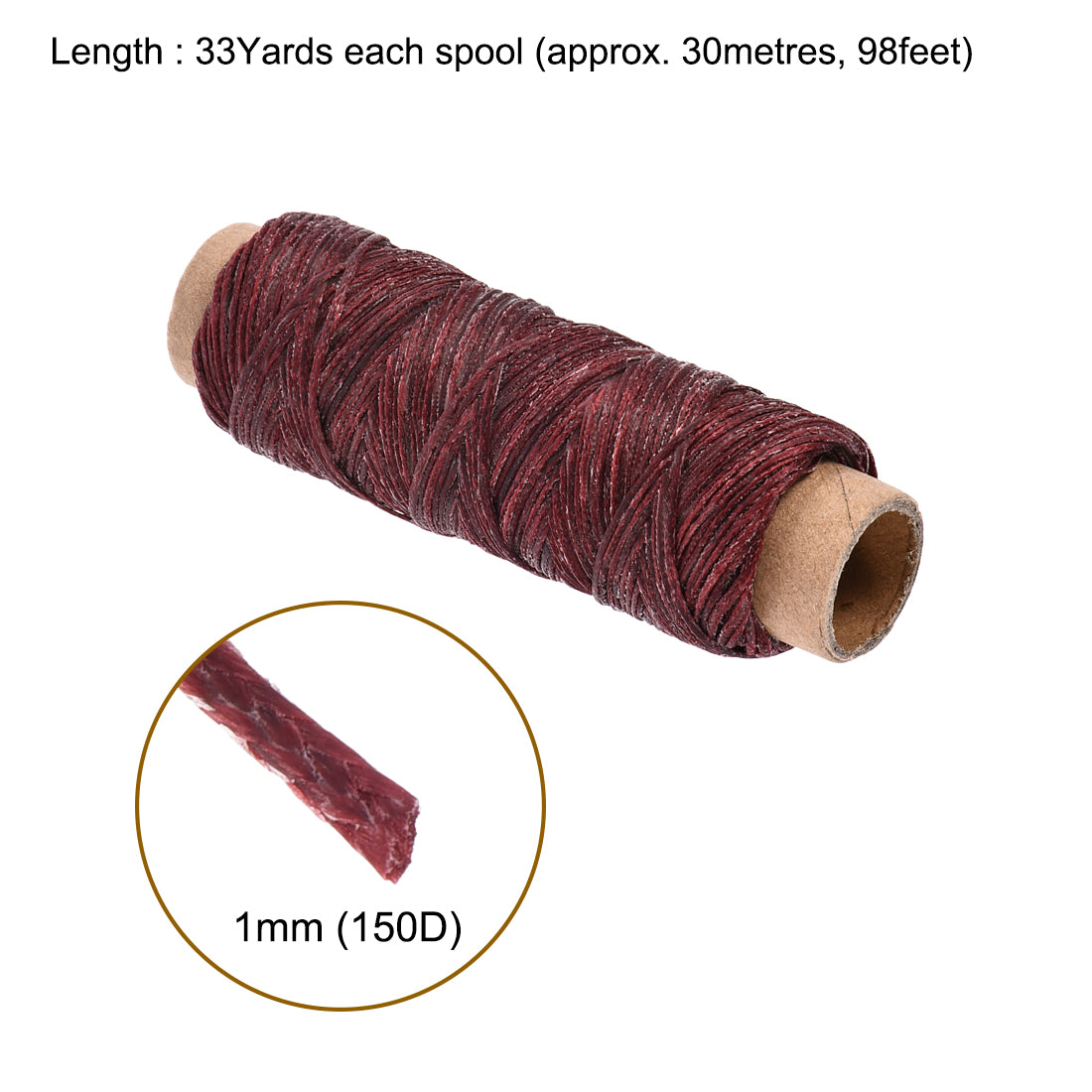 Uxcell Uxcell 2pcs Leather Sewing Thread 33 Yards 150D/1mm Waxed Flat Cord (Violet)