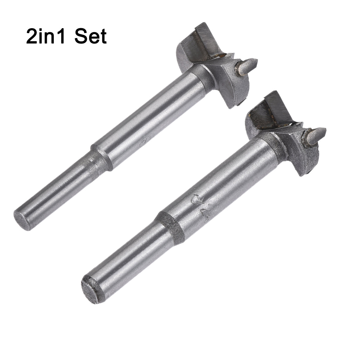 Uxcell Uxcell Forstner Wood Boring Drill Bits 21mm 22mm Dia. Hole Saw Carbide Alloy Steel Tip Round Shank Cutting for Hinge Plywood Wood Tool 2in1 Set