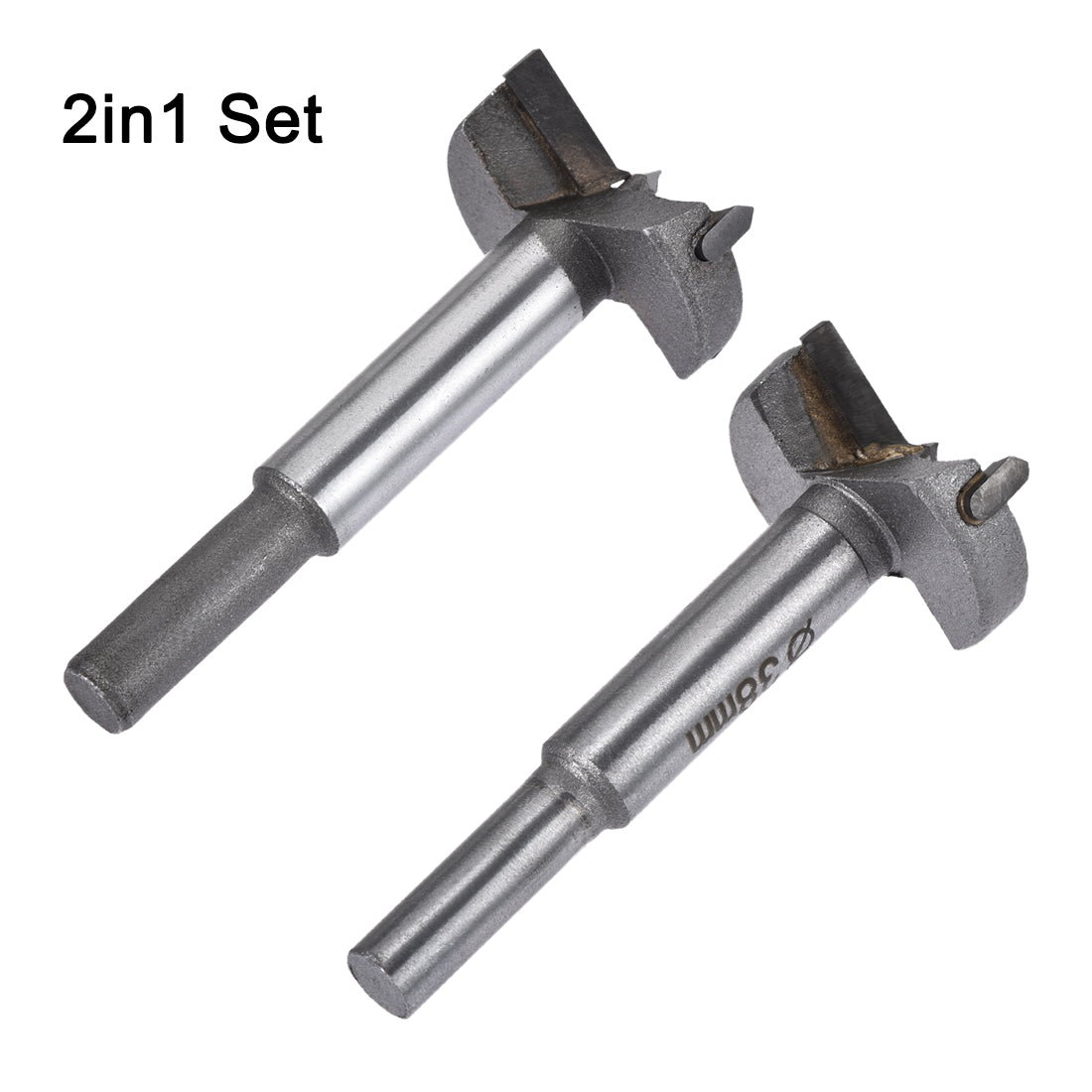 Uxcell Uxcell Forstner Wood Boring Drill Bits 32mm 35mm Dia. Hole Saw Carbide Alloy Steel Tip Round Shank Cutting for Hinge Plywood Wood Tool 2in1 Set