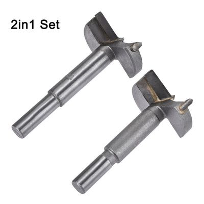 Harfington Uxcell Forstner Wood Boring Drill Bits 38mm 40mm Dia. Hole Saw Carbide Alloy Steel Tip Round Shank Cutting for Hinge Plywood Wood Tool 2in1 Set