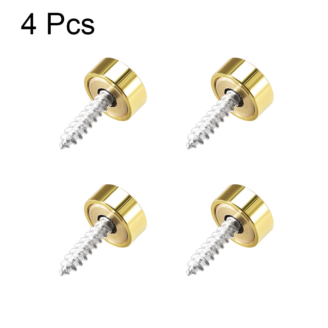 uxcell Uxcell Mirror Screws, Decorative Cap Fasteners Cover Nails, Electroplated, Bright Golden 12mm/0.47" Brass 4pcs