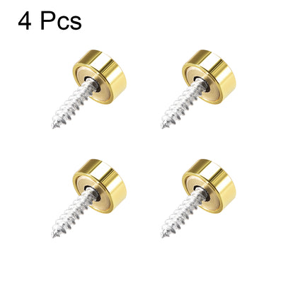 Harfington Uxcell Mirror Screws, Decorative Cap Fasteners Cover Nails, Electroplated, Bright Golden 12mm/0.47" Brass 4pcs