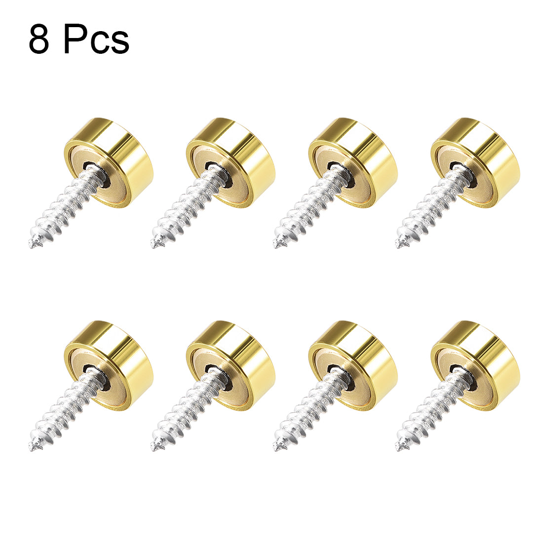 uxcell Uxcell Mirror Screws, Decorative Cap Fasteners Cover Nails, Electroplated, Bright Golden 12mm/0.47" Brass 8pcs