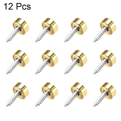 Harfington Uxcell Mirror Screws, Decorative Cap Fasteners Cover Nails, Electroplated, Bright Golden 12mm/0.47" Brass 12pcs