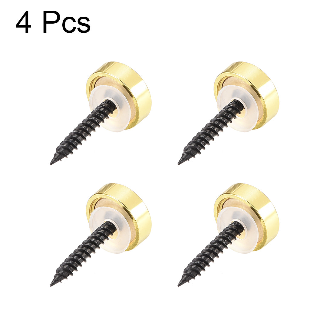 uxcell Uxcell Mirror Screws, Decorative Cap Fasteners Cover Nails, Electroplated, Bright Golden 14mm/0.55" Brass 4pcs