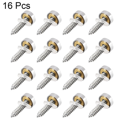 Harfington Uxcell Mirror Screws, Decorative Cap Fasteners Cover Nails, Electroplated, Bright Silvery 14mm/0.55" Brass 16pcs