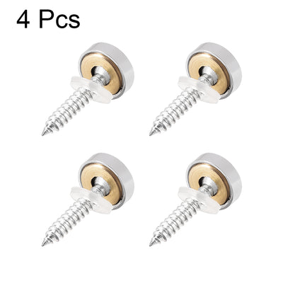 Harfington Uxcell Mirror Screws, Decorative Cap Fasteners Cover Nails, Electroplated, Bright Silvery 22mm/0.87" Brass 4pcs